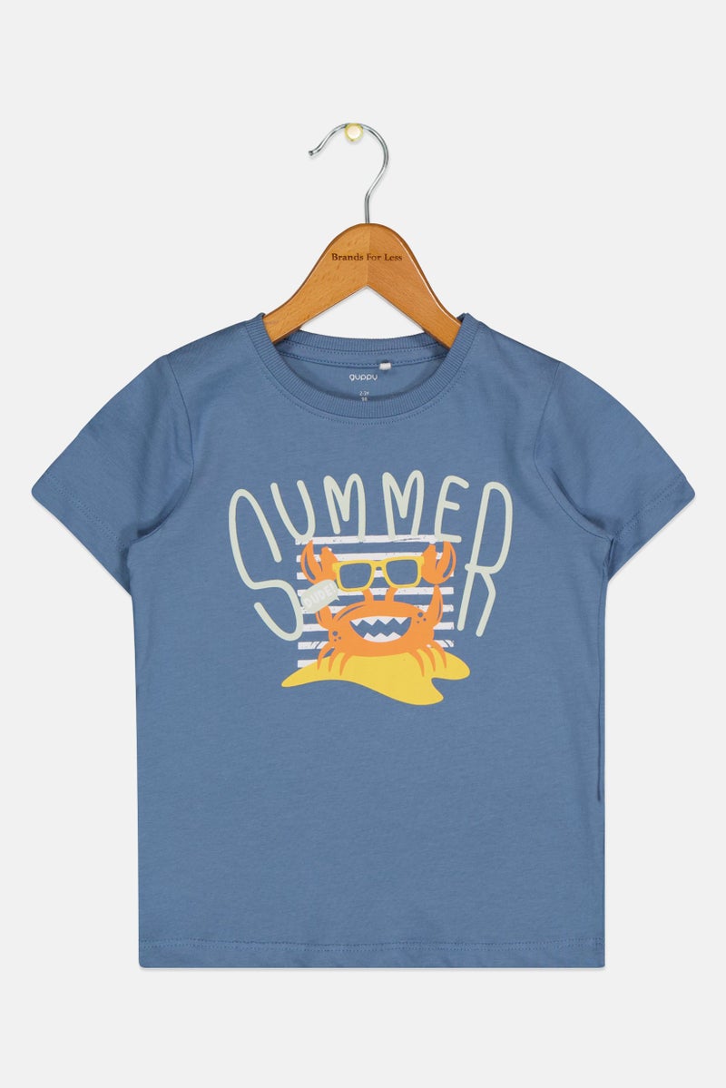 guppy Kids Boy Graphic Print Short Sleeve T-Shirt, Blue - Image 2